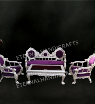Silver Sofa with Turquoise Coloured Cushion | Eternal Handicrafts