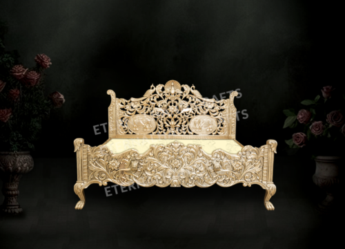 Carved German Silver Canopy Bed | Eternal Handicrafts
