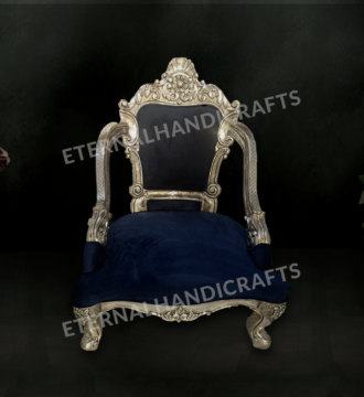 Heritage Royal Blue Silver Chair | Eternal Handicrafts