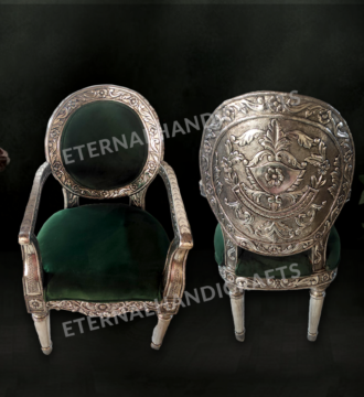 Vintage Royal Green Silver Chair | Eternal Handicrafts