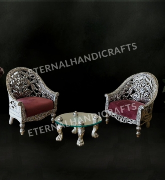 Silver Chairs and Tea Table Set