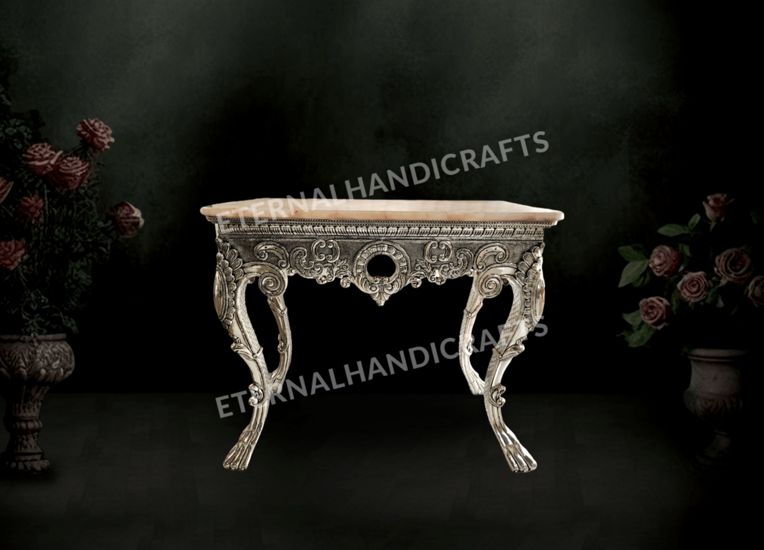 Silver Console With Inaly Top