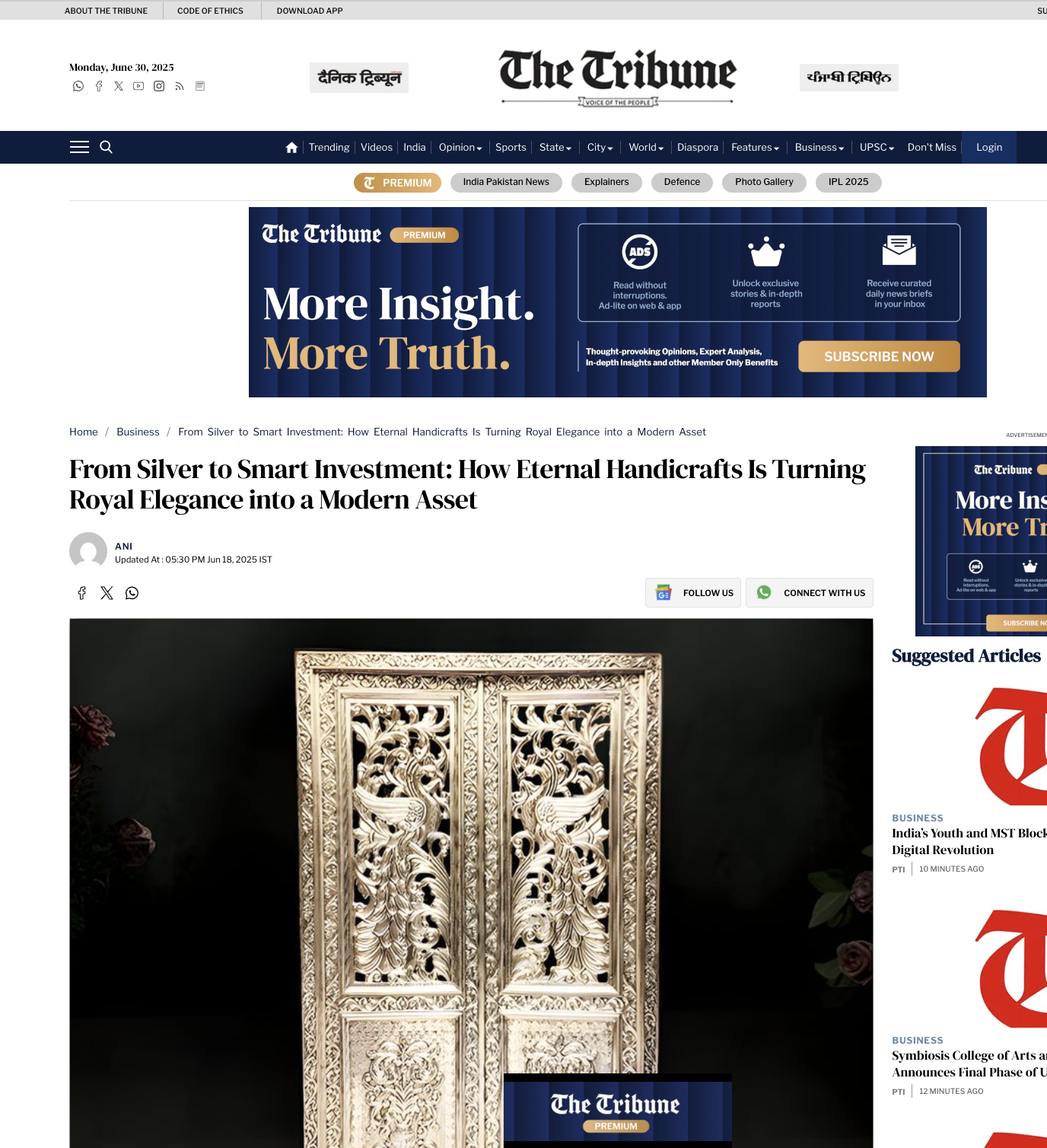 Article publish News | Eternal Handicrafts