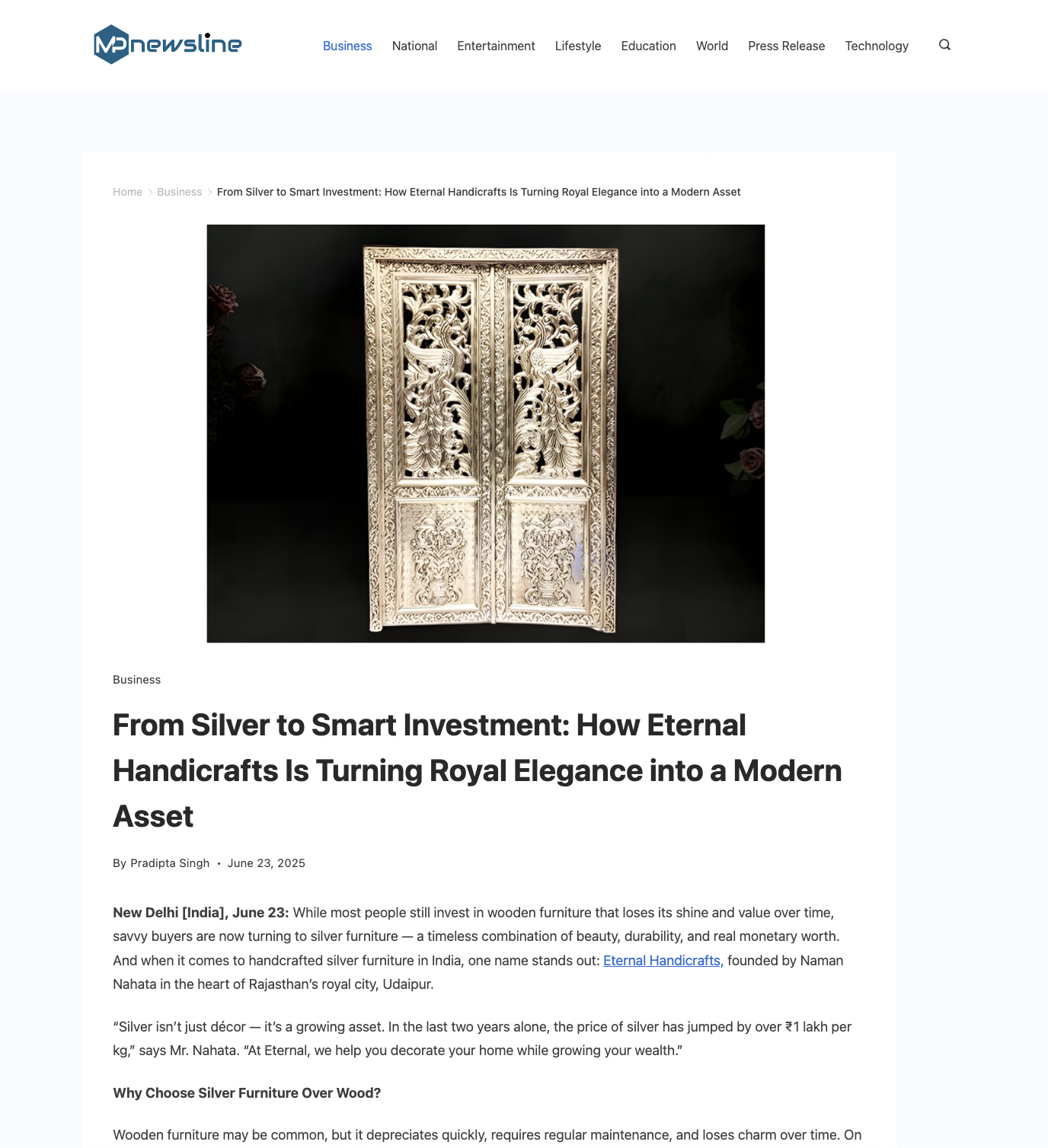 Article publish News | Eternal Handicrafts