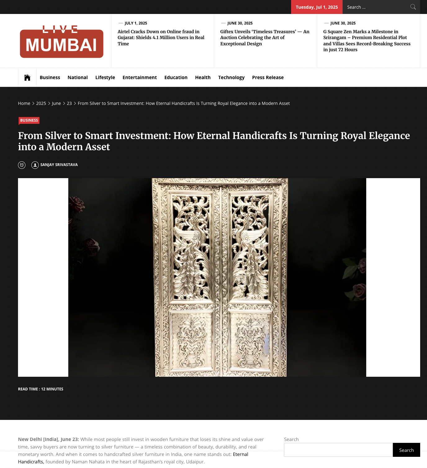 Article publish News | Eternal Handicrafts