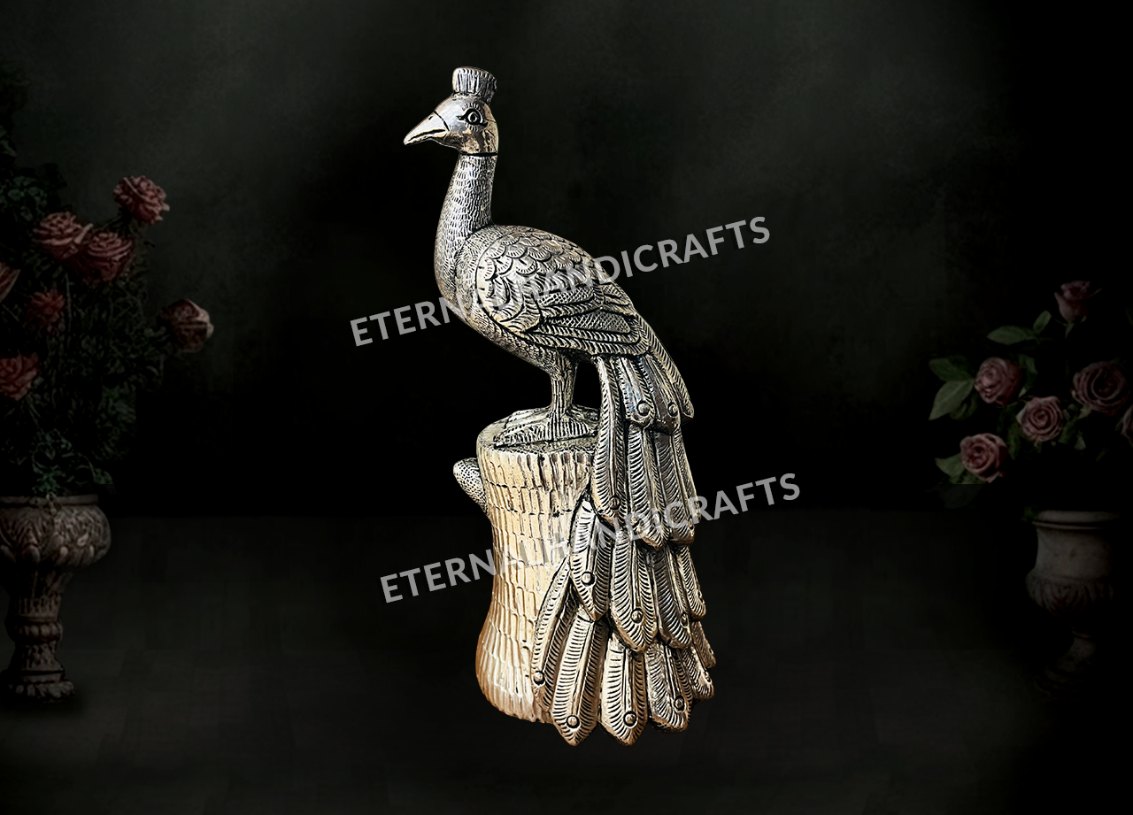 Royal Silver Peacock Decorative Showpiece 07